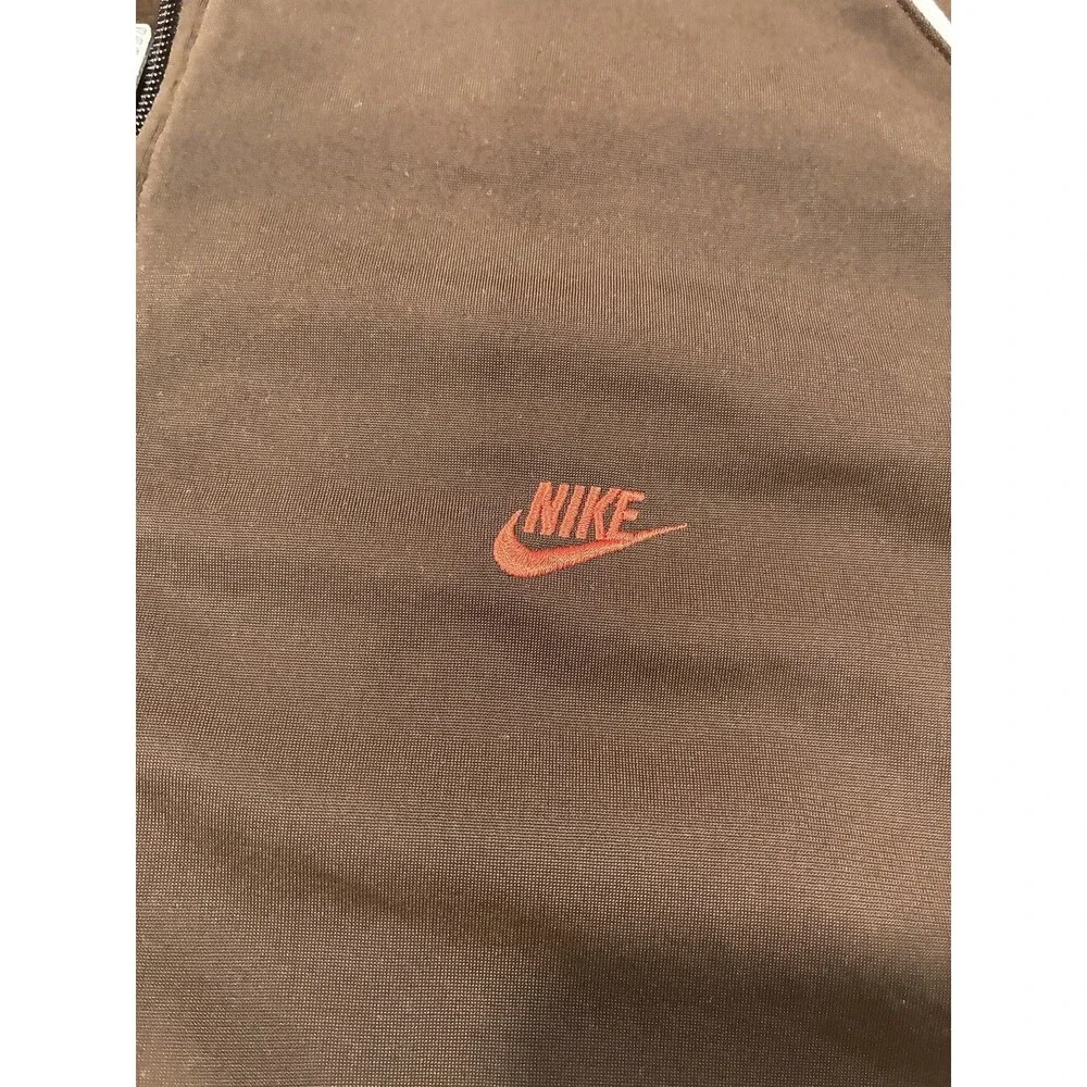 Nike Jacket Mens XL Brown Orange Track Full Zip Piping Logo Colorblock VTG Y2K